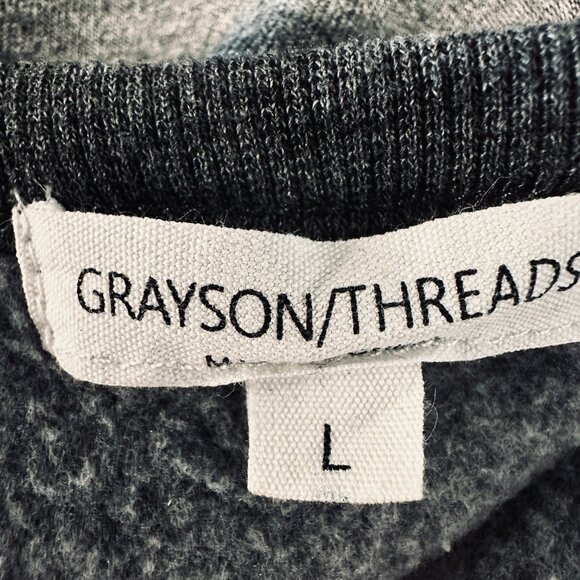 Grayson Threads GOOD VIBES Pullover Sweatshirt Gray Fleece Lined EUC Womens Sz L - Picture 3 of 6